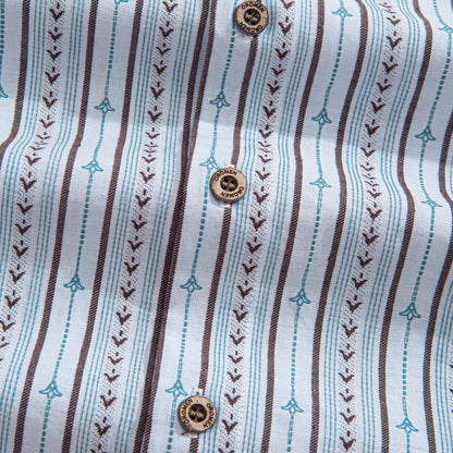 Embroidered Flower Bud Textured Stripes